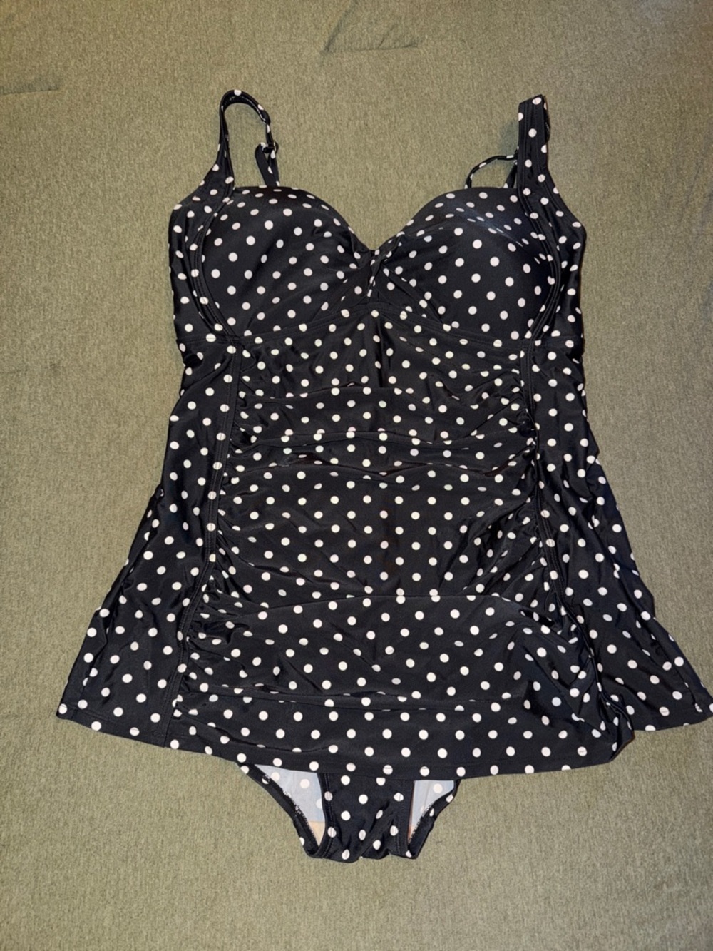 Merona Black and White Polka Dot One-Piece Swimsuit dress size XL